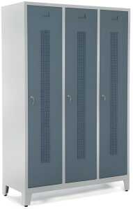 Garderobenspind, Füße, Zylinderschl 1800 x 1185 x 500 mm grau/blaugrau