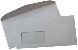 Kuvertierumschlag, mit Fenster, 75 g, 1000 Stück, 114 x 229 mm, grau