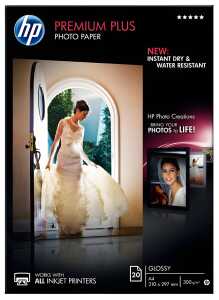 HP Fotopapier Premium Plus DIN A4 300g/m² weiß glänzend 20 Bl./Pack.
