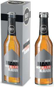Bier 0,33l, untergäriges Lagerbier, Motiv Der Mann der alles kann