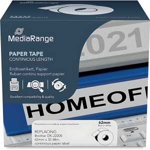Papieretikett kompati Brother DK-22205 62 mm x 30.48m schwarz auf weiß