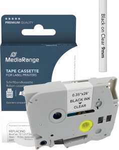 Schriftband zu Brother TZe-121, 9 mm, Länge: 8 m, schwarz auf transp