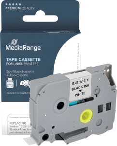 Schriftband zu Brother TZe-231, 12 mm, Länge: 4 m, schwarz auf weiß