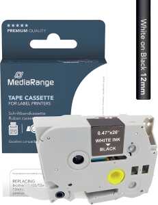 Schriftband zu Brother TZe-335, 12 mm, Länge: 8 m, weiß auf schwarz