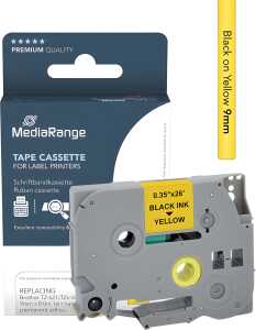 Schriftband zu Brother TZe-621, 9 mm, Länge: 8 m, schwarz auf gelb
