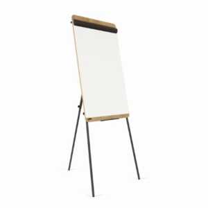 Dreibein-Stativ-Flipchart, Holzoptik, Tafelfläche 68 x 97 cm, weiß