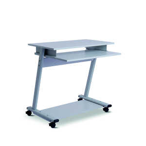 Computertisch, Z-förmiges Gestell, mobil, grau