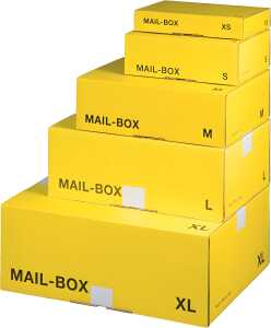 Mail-Box Versandkarton, M, gelb, Haftklebung, 331 x 241 x 104 mm