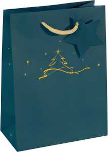 Geschenktaschen, Small, Christmas tree petrol, 170 x 230 x 90 mm