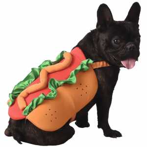 Hundekostüm Hot Dog orange/rot/grün 35cm
