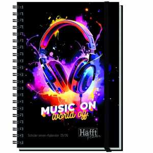 Häfft Schülerkalender 25/26 Music on World off Spiralbindung Gummiband