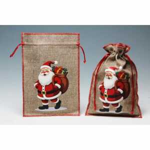 Jute-Sack Santa 20x30cm 4045722170873