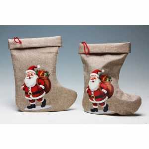 Jute-Sack Santaboot Santa 30cm