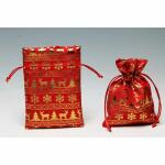 Sack goldene Weihnachtsfiguren rot 13x18cm