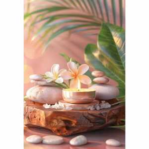 Kurt Eulzer Motivkarte Kerze mit Pflanzen und Steine