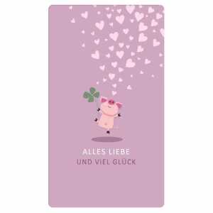 Glückwunschkarte Alles Liebe und viel Glück Schweinchen pink