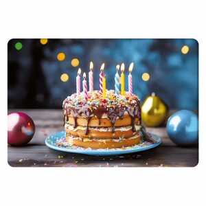 Kurt Eulzer Glückwunschkarte Kuchen mit Kerzen und Ballons