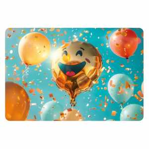 Kurt Eulzer Motivkarte Lachender Ballon und Konfetti