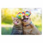 Kurt Eulzer Motivkarte Hund mit Brille und Katze