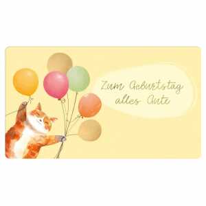 Glückwunschkarte Zum Geburtstag alles Gute Katze mit Ballons