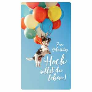 Glückwunschkarte Zum Geburtstag Hoch sollst du leben Hund und Ballons
