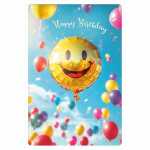 Glückwunschkarte Happy Birthday Smiley Ballon mit...