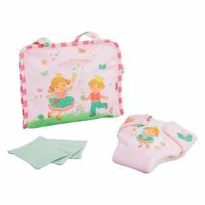 Puppen-Wickeltasche Prinzessin Emily mit Stoffwindel Mulltüchern pink