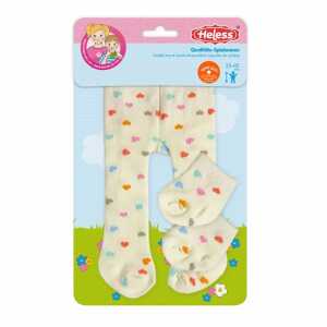Puppen-Strumpfhose Herz Konfetti mit Söckchen beige Größe 35-45cm