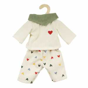 Puppen-Kordhose Herz-Konfetti mit T-Shirt und Nickituch Größe 35-45cm
