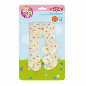 Puppen-Strumpfhose Herz-Konfetti mit Söckchen beige Größe 28-35cm