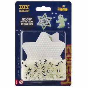 Bügelperlen Set midi Stern nachtleuchtend 350 Stück m Stiftplatte Bli