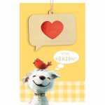 Glückwunschkarte Hund und Vogel Goodies Holzteil an...