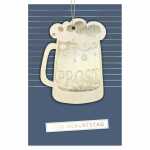 Glückwunschkarte Geburtstag Bierglas Prost Holzteil...