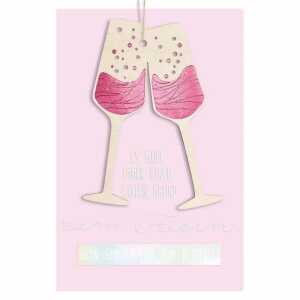 Glückwunschkarte Geburtstag Sektgläser Goodies Holzteil an Juteband