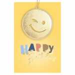 Glückwunschkarte Geburtstag Goldener Smiley Holzteil...