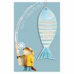 Glückwunschkarte Geburtstag Biber Fisch Angel...