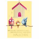 Glückwunschkarte Geburtstag Vögel Vogelhaus...