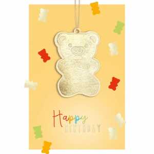 Glückwunschkarte Geburtstag Teddybär Goodies Holzteil an Juteband