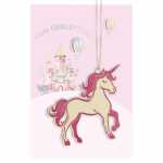 Glückwunschkarte Geburtstag Einhorn Schloss Holzteil...