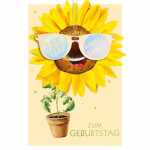 Glückwunschkarte Geburtstag Sonnenblume mit Brille...