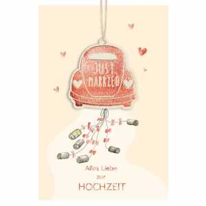 Eulzer Glückwunschkarte Hochzeit Auto Goodies Holzteil an Juteband
