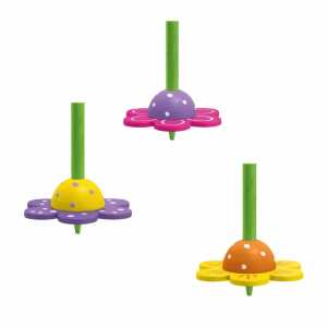 Holzkreisel Blume gelb/pink/lila Holz 3fach sortiert