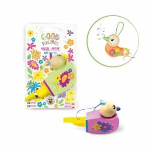 Vogel Pfeife Good Feelings orange/pink/grün Holz 3fach sortiert