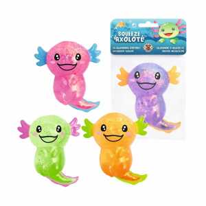Knautschfigur Squeezy Glitzer Axolotl grün/pink/lila/orange 4fach sort