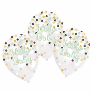 amscan Luftballons Hello Baby mit Konfetti Ø27cm 6 Stück