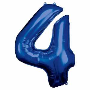 amscan Folienballon Zahl 4 blau 66x88cm