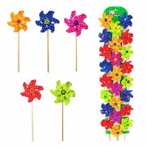 Windmühle Dots Ø11cm Höhe 30cm auf Holzstab