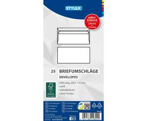 STY Briefumschläge DIN Lang sk ohne Fenster weiß - 25er Sty