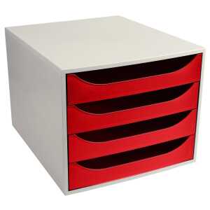 ECOBOX Schubladenbox OFFICE grau/rt