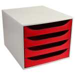ECOBOX Schubladenbox OFFICE grau/rt